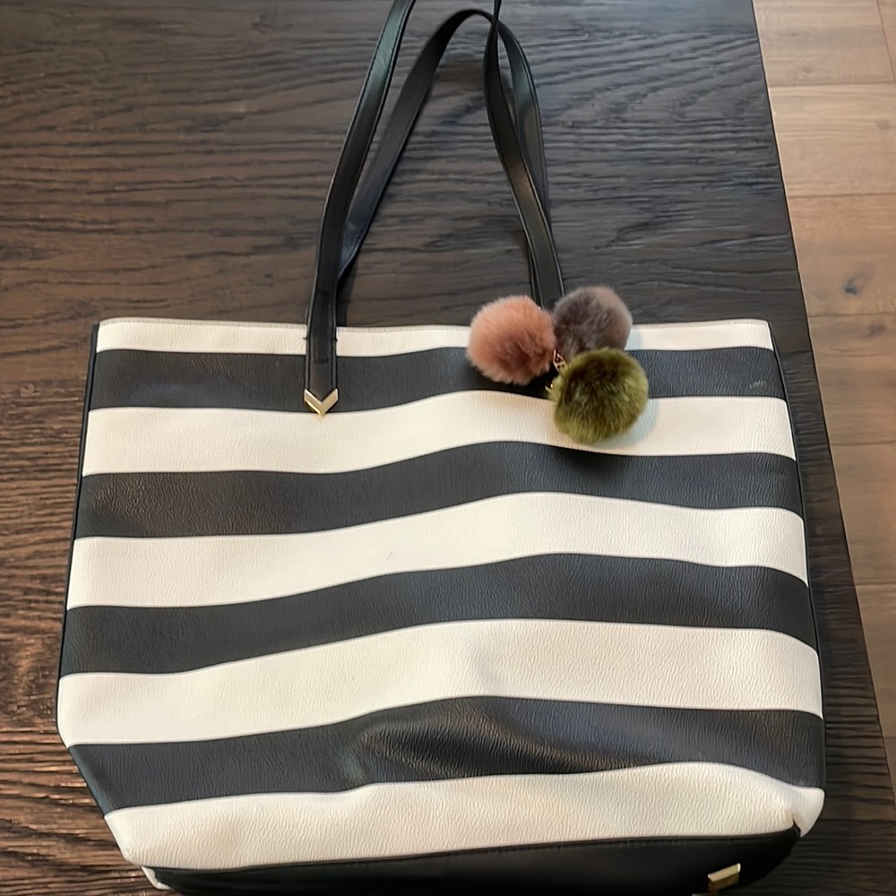 STELLA & DOT black and white striped tote